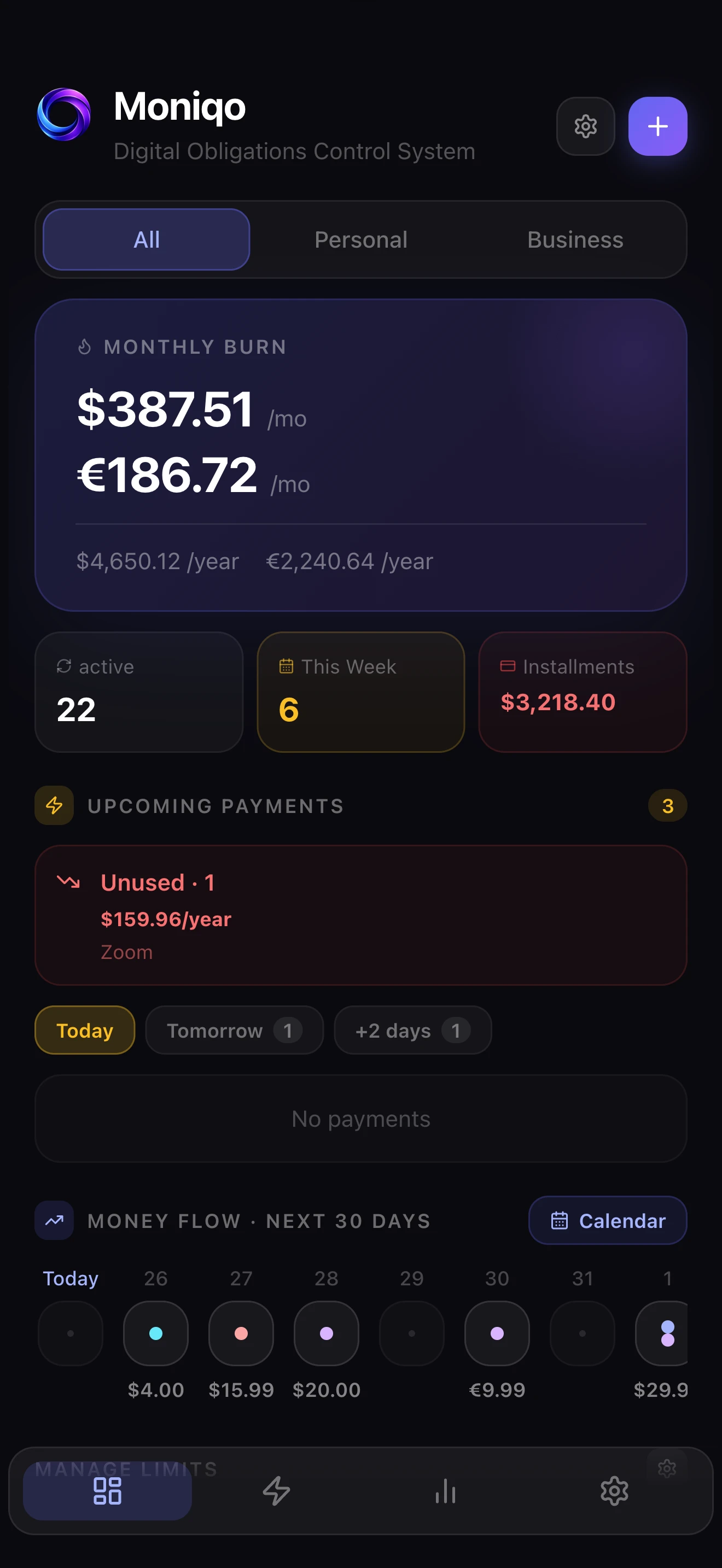 MONIQO Dashboard