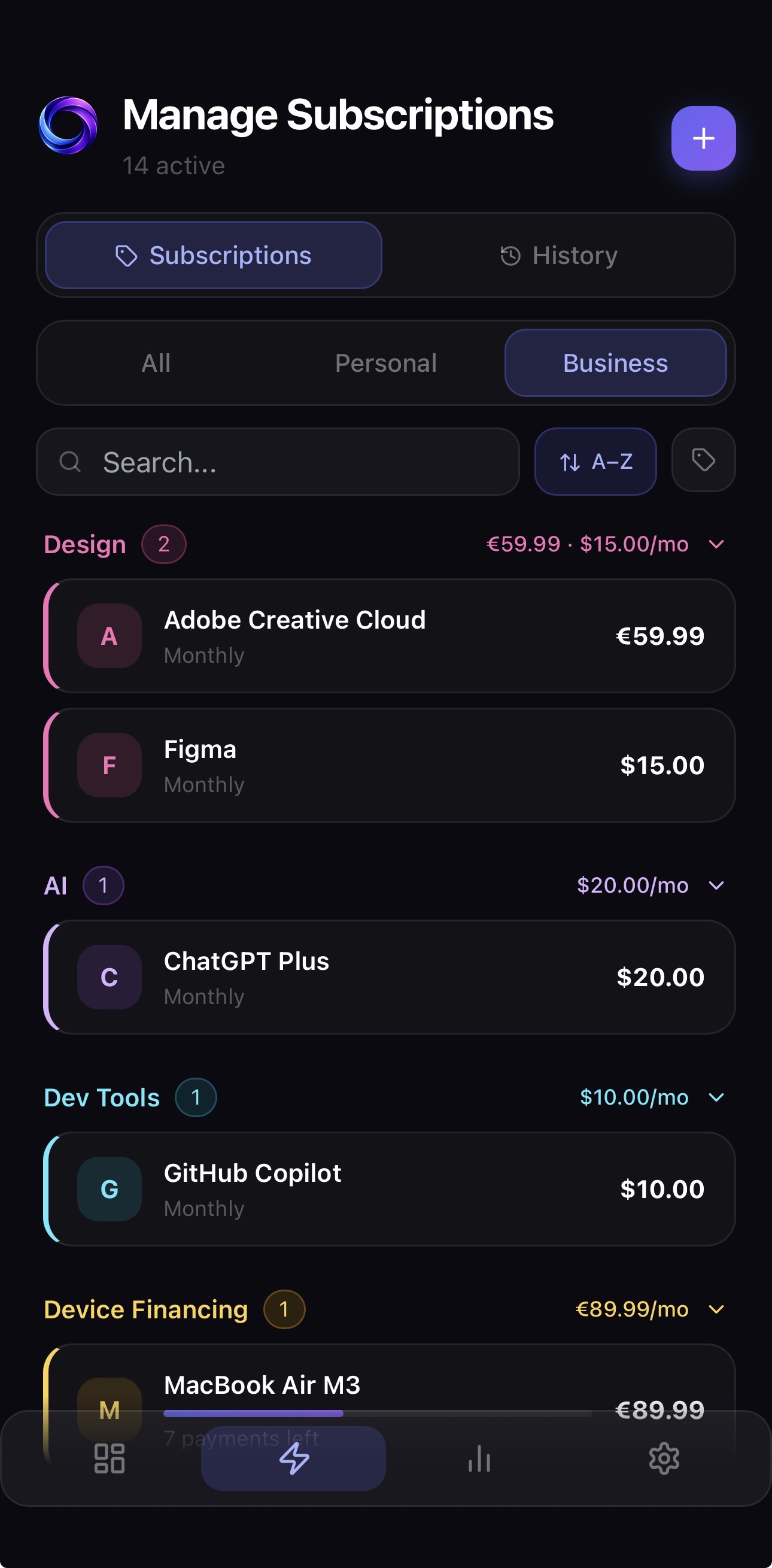 Business subscriptions